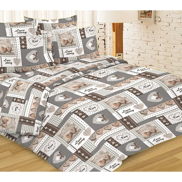 Бело-серо-коричневая абстракция Шуйской бязи Лав стори