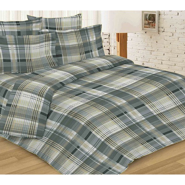 Серовато-зеленая абстракция Шуйской бязи Клетка