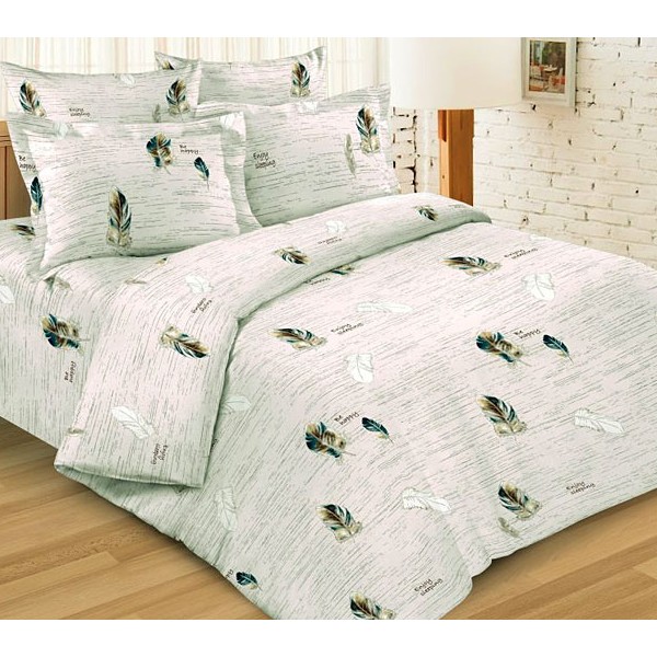 Светло-сероватая Тейковская бязь Перья с рисунками перьев