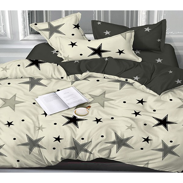 Бледно-желтый сатин с серо-черными звездами и темно-серым компаньоном