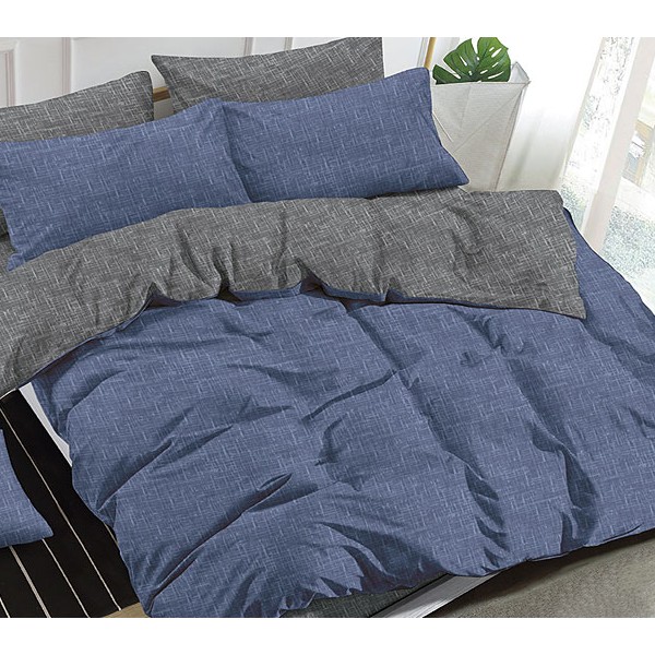 Темно-синий однотонный поплин с серым компаньоном