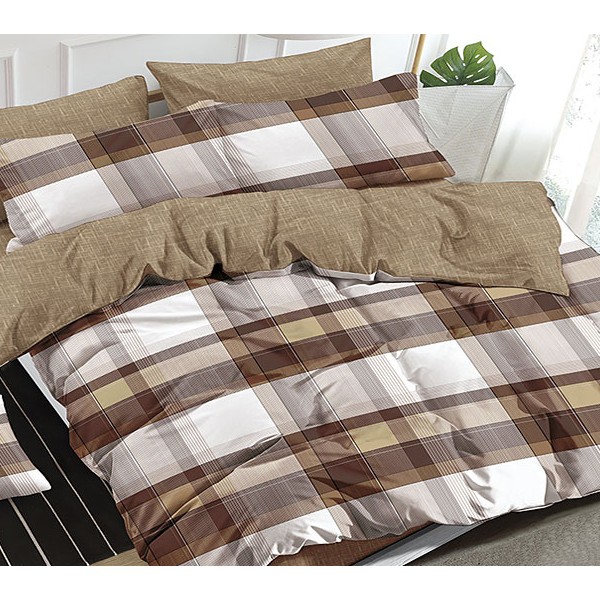 Белый поплин с коричневыми полосами и коричневым компаньоном