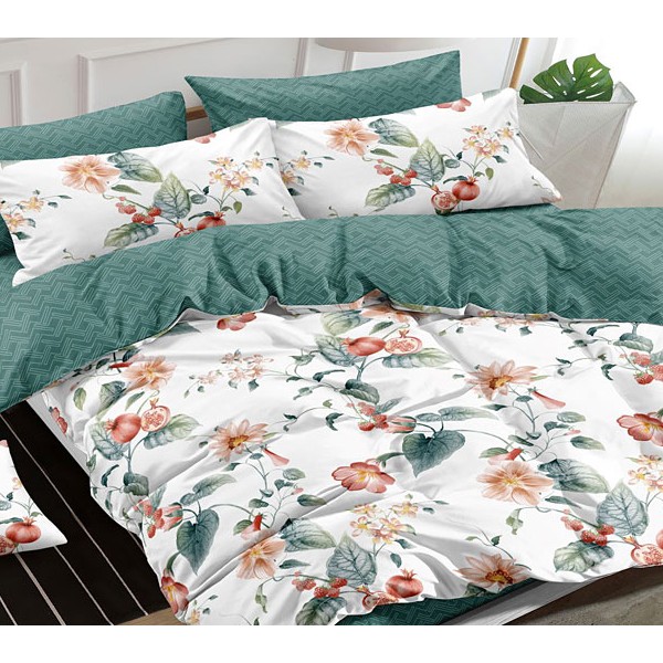 Белый поплин с красными цветами и сочно-зеленым компаньоном