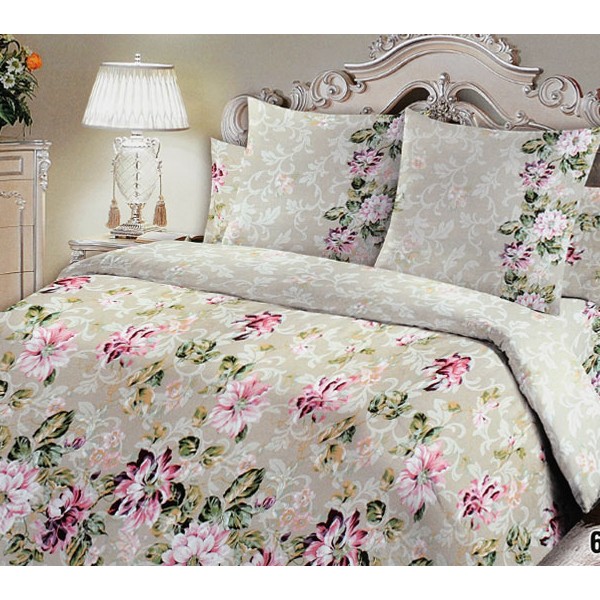 Постельное бельё Шуйская Бязь бежево-зеленоватый