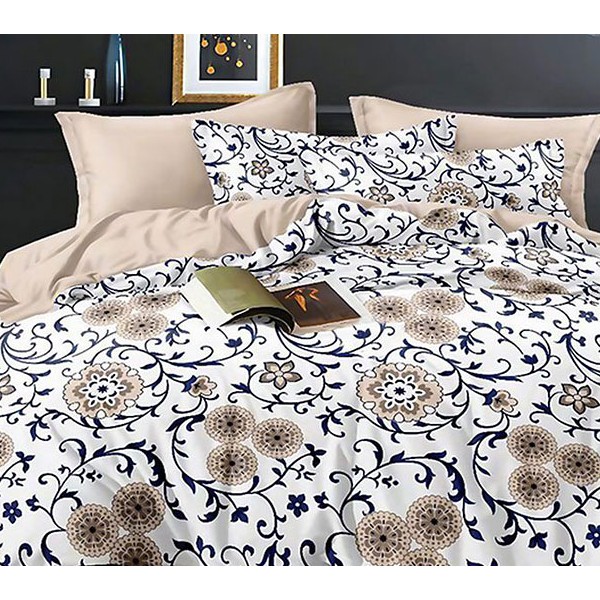 Белый поплин с черно-коричневыми узорами и кремово-бежевым компаньоном