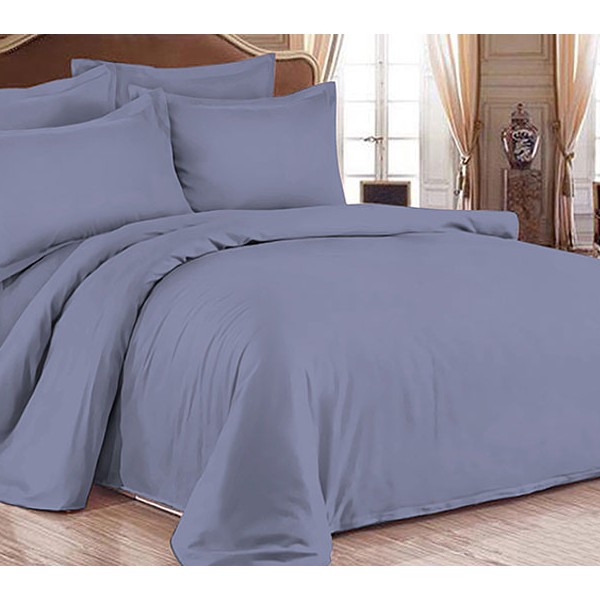 Наволочки из однотонного пыльно-синего сатина Виолет