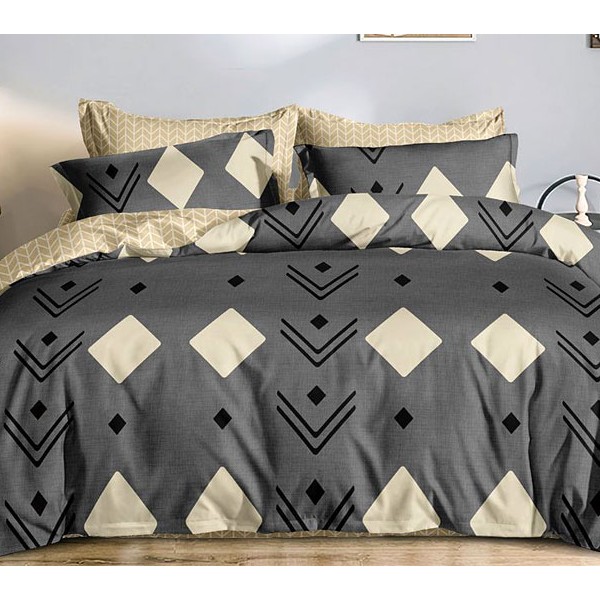 Темно-серый поплин со светло-желтыми рисунками и светло-желтым компаньоном