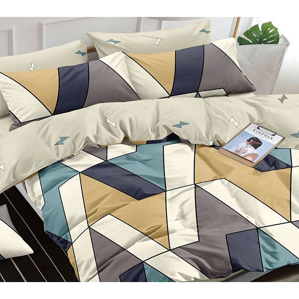 Поплин с абстракцией в постельных тонах и светло-бежевым компаньоном