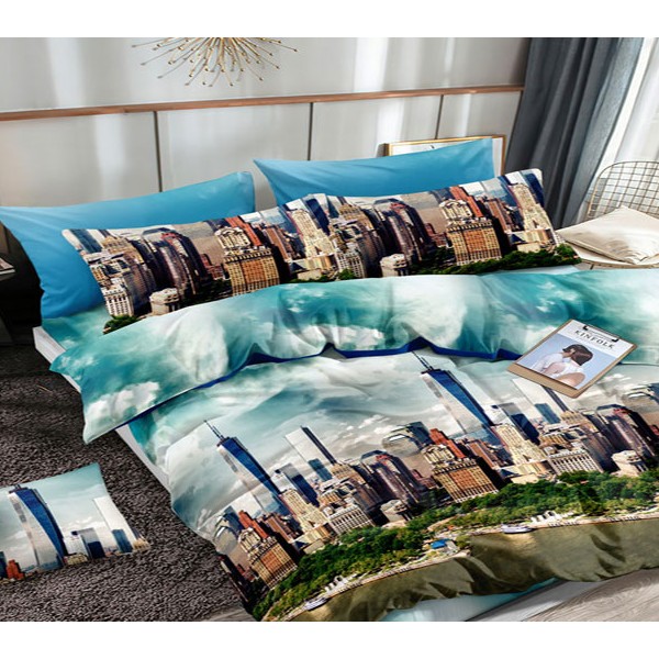 Поплин с фотообои города с небоскребами