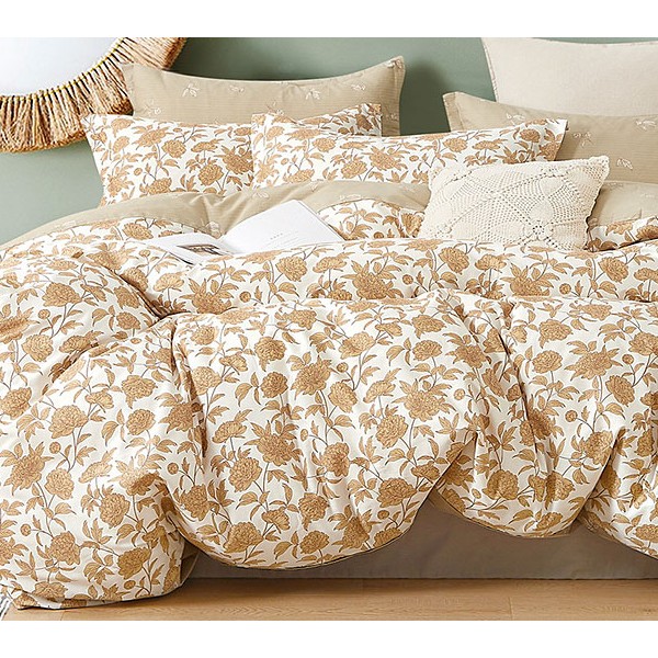 Белый поплин с золотыми цветами и серо-бежевым компаньоном