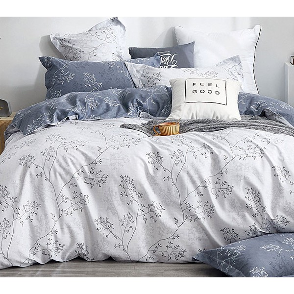 Белый поплин с рисунками и серым компаньон