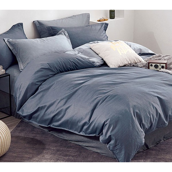 Темно-синий однотонный поплин с однотонно-серым компаньоном