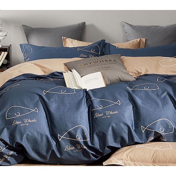 Синий поплин со светло-оранжевым компаньоном