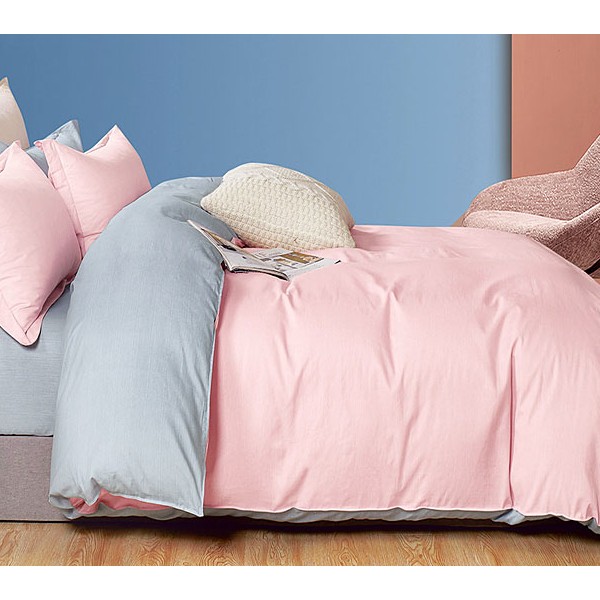 Светло-розовый однотонный поплин со светло-серым компаньоном