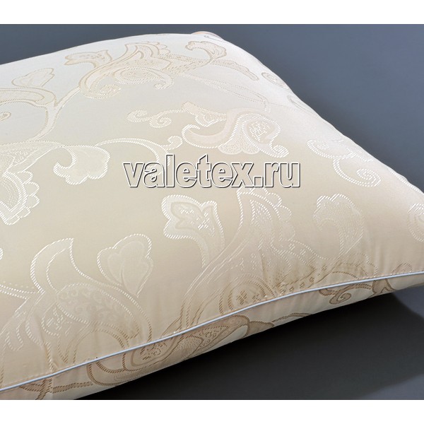 Подушка эвкалипт двухкамерный чехол сатин светло-кремовый с набивным рисунком Валетекс DSC_4520
