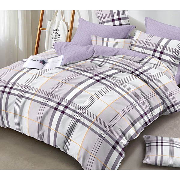 Белый поплин с бледно-фиолетвыми полосами и бледно-фиолетовым компаньоном