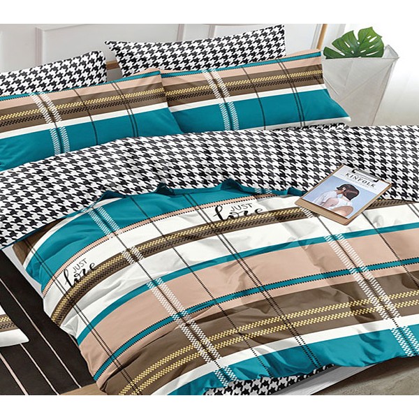 Полосатый разными цветами поплин с белым компаньоном с черным орнаментом