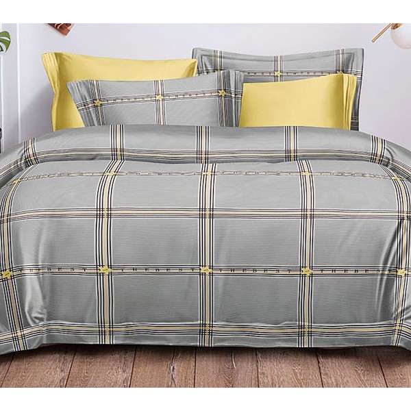 Однотонно-серый поплин с желтыми полосами