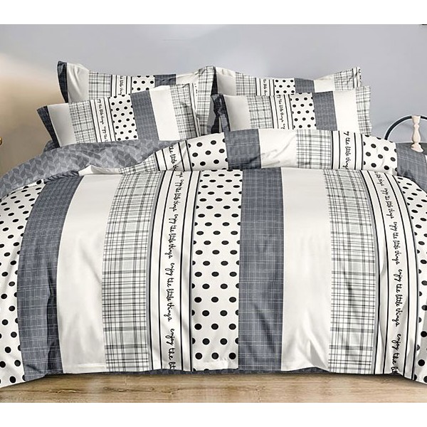 Светло-кремовый поплин с черно-серыми абстракциями