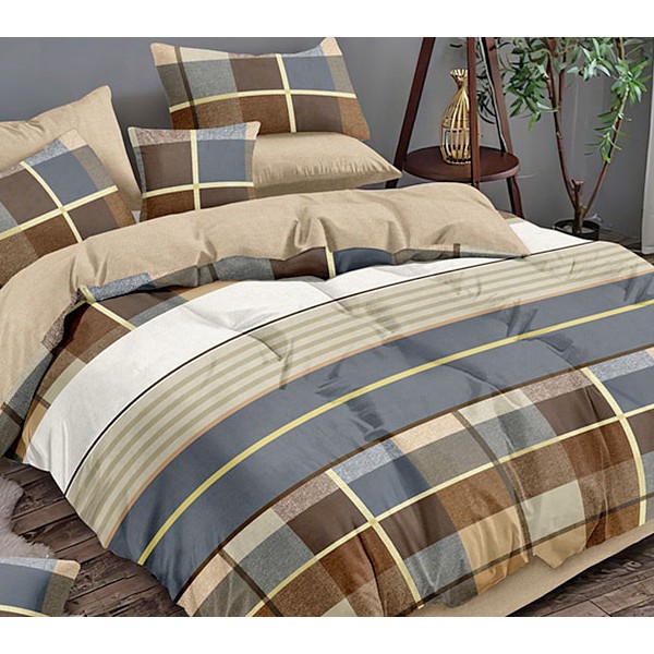 Коричнево-серая абстракция поплина с серо-коричневатым компаньоном