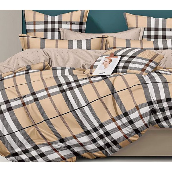 Светло-бежевый поплин с черно-белыми полосами и бежевым компаньоном