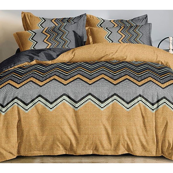 Карамельный поплин с разноцветными волнами и серо-черным компаньоном