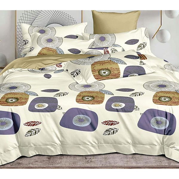 Светло-желтый поплин с разноцветной абстракцией и бронзовым компаньоном