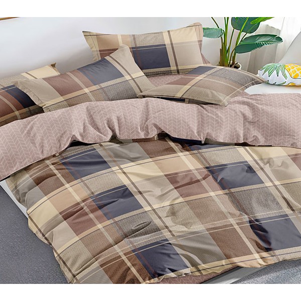 Бежево-коричневый поплин с разноцветными полосами и бледно-пурпурным компаньоном