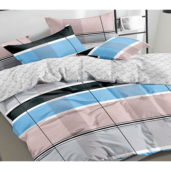 Поплин с разноцветными полосами и светло-серым компаньоном