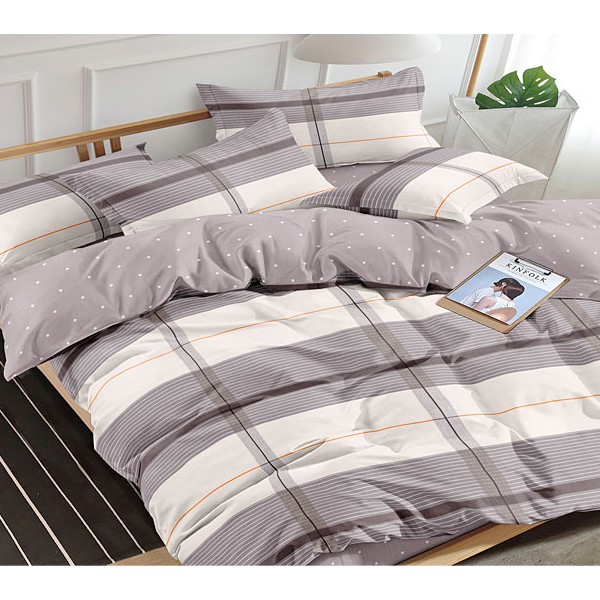 Светло-серый поплин со светло-бежевыми полосами и светло-серым компаньоном