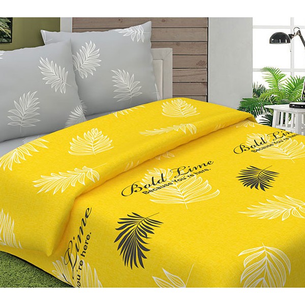 Ярко-желтый поплин с черно-белыми рисунками и однотонно-серым компаньоном