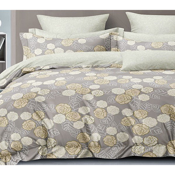 Светло-коричневый поплин с золотыми рисунками и светло-зеленым компаньоном