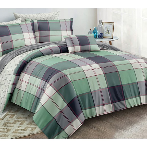 Сине-зеленым поплин с кремовыми полосами и кремовым компаньоном