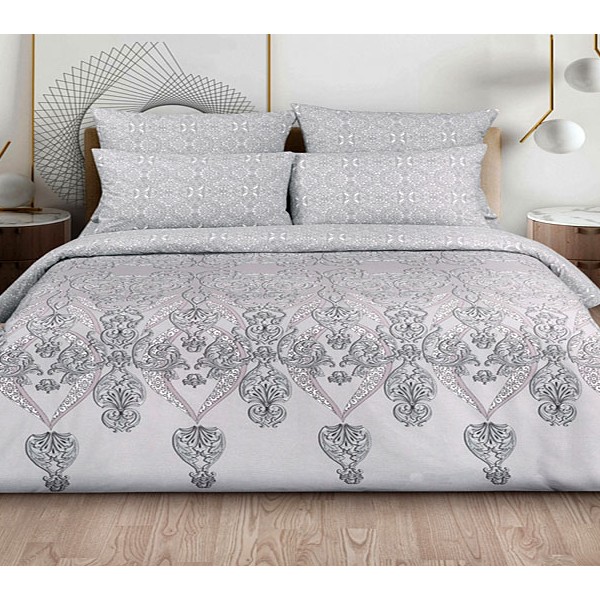 Светло-серый поплин с серыми сложными орнаментами