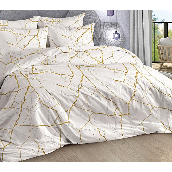 Светло-кремовая бязь Мрамор с золотыми прожилками