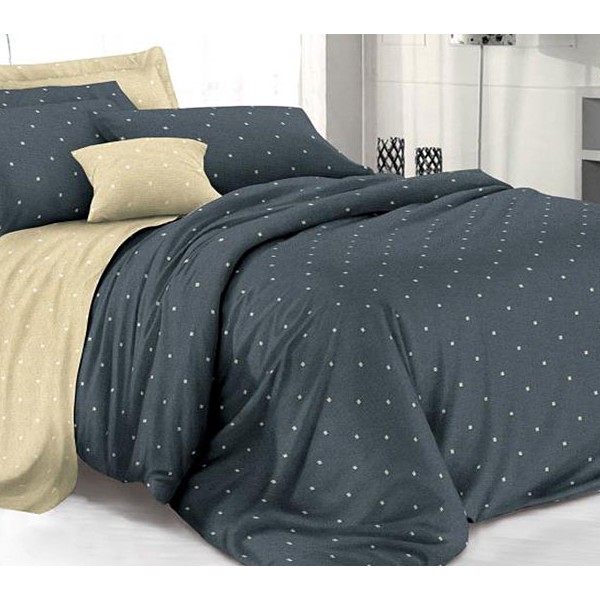 Черный поплин Мэсот в редкий белый горошек с бежевым компаньоном