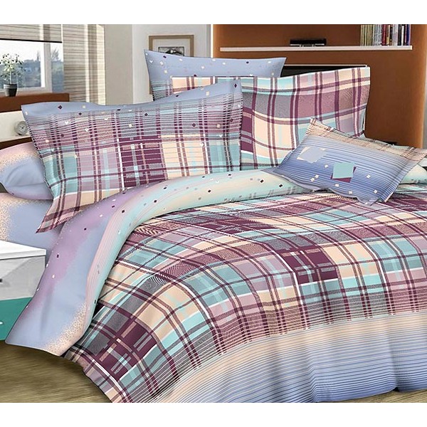 Постельное белье ткань макосатин голубовато-пурпурный микс