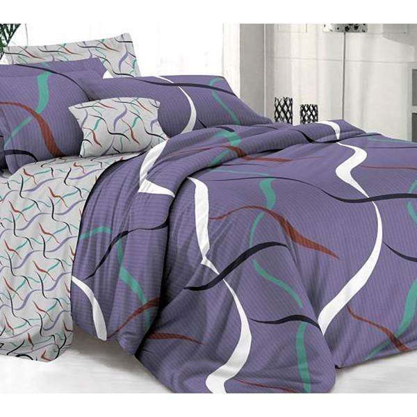 Фиолетовый поплин Солист с разноцветными полосами и светло-серым компаньоном