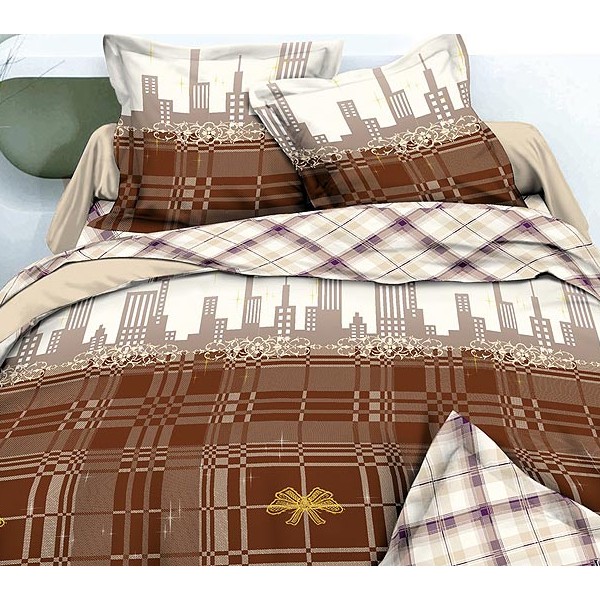 Постельное белье ткань макосатин бело-коричневая композиция