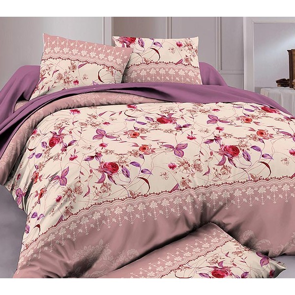 Постельное белье ткань макосатин цветы в жемчужно-кремовых тонах