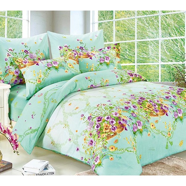 Постельное бельё ткань мако-сатин светло-зеленовато-синий оттенок