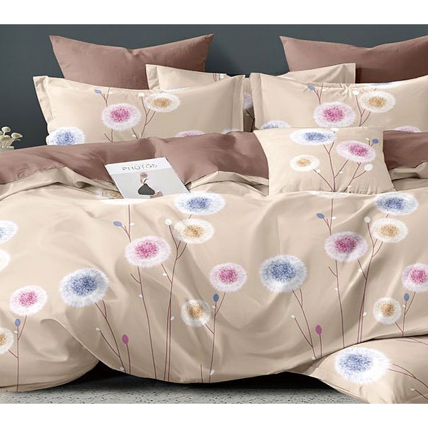 Бледно-песочный поплин с цветами и однотонно-коричневым компаньоном