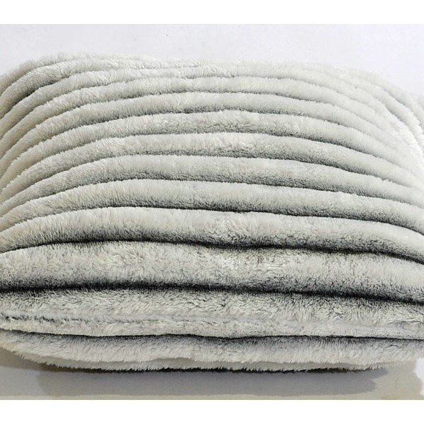 Белый велсофт с серыми полосами полифэирной подушки