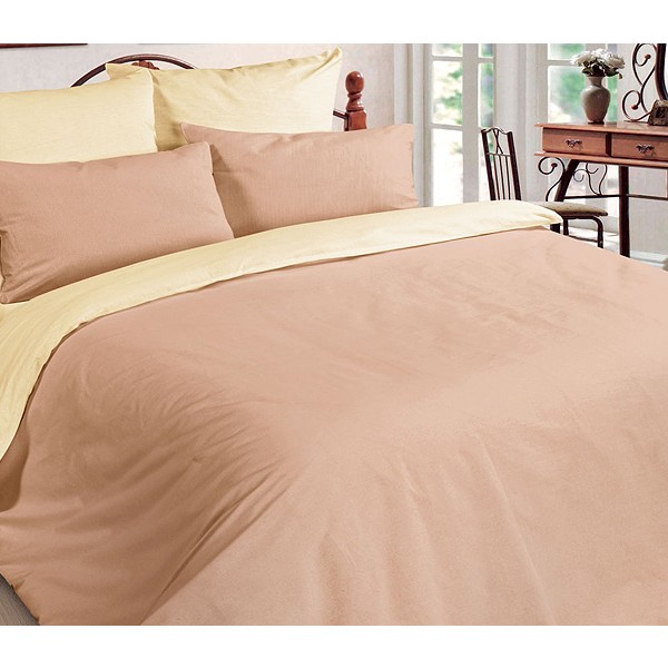 Постельное белье ткань макосатин однотонный нежно-коричневый и светло-желтый