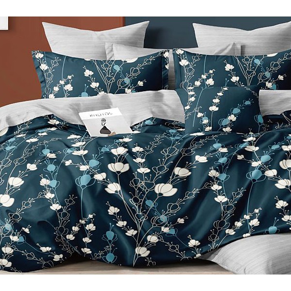 Темно-зеленый поплин с бело-зелеными цветочками и серым компаньоном