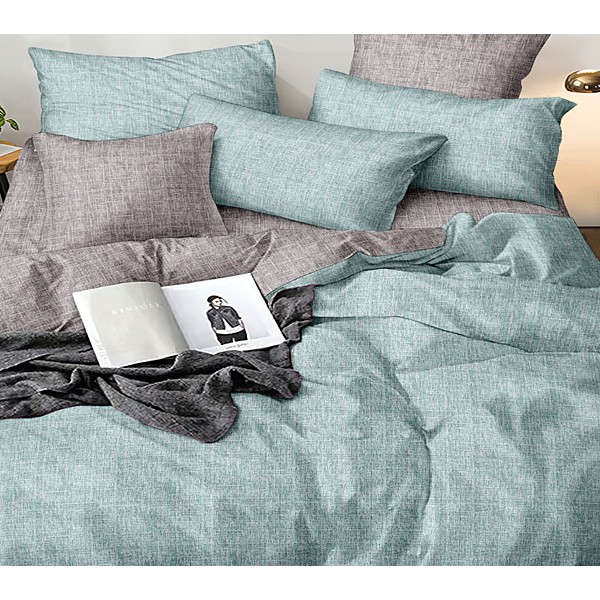 Однотонный зелено-белый сатин с однотонным серо-белым компаньоном