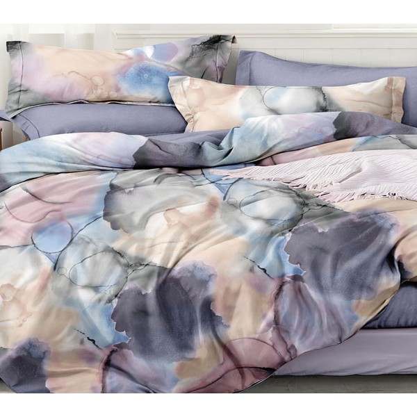 Разноцветная абстракция поплина с серым компаньоном