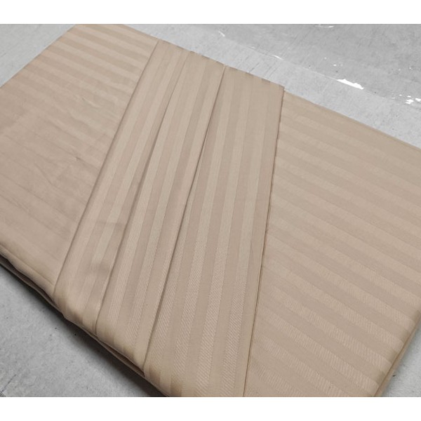 Сливочно-карамельный страйп-сатин с узкой полосой кпб евро-мини с простынёй 220*240