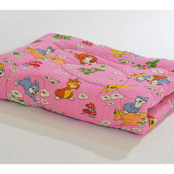 Светло-розовая бязь с кроликами ватного детского одеяла