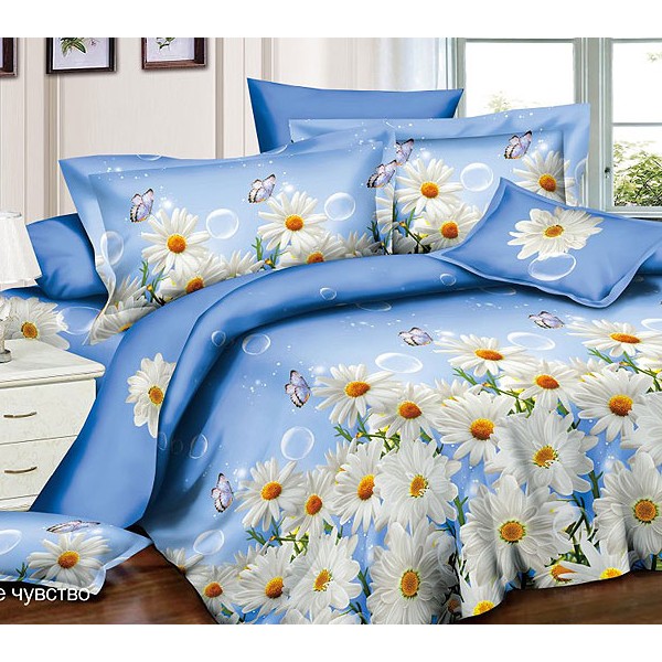 Постельное белье из мако-сатина пастельно-голубой серии Нежное чувство